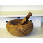 Olive wood bowl to make pesto d.18 h.9 cm