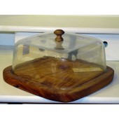 Cheese dish with glass lid - square